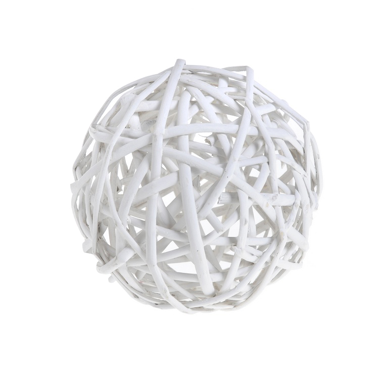 Плетеный шар 15 см., белый